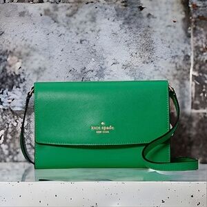 Kate Spade Perry Green Bean Leather Crossbody Bag